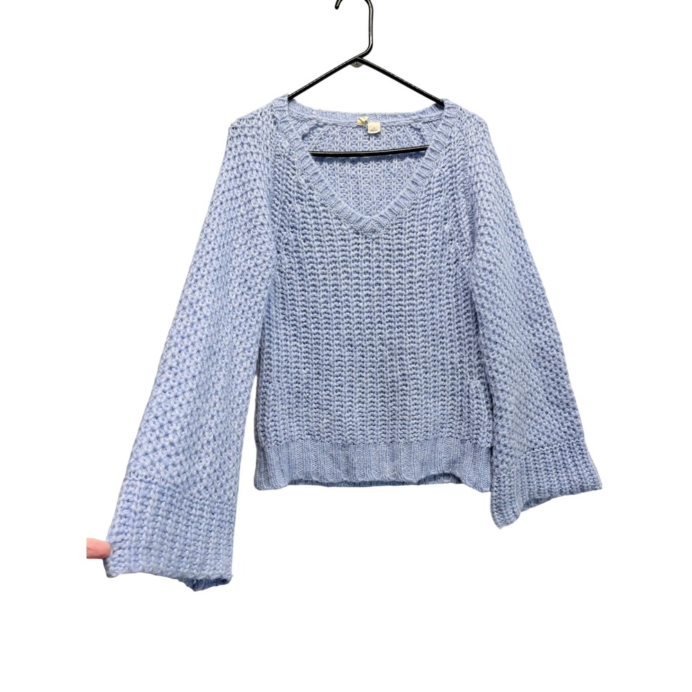 Moth Sweater Chunky Knit Bell Sleeve Small Light Blue Women